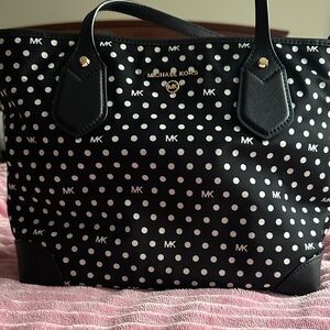 Michael Kors Black and White Polka Dot Tote